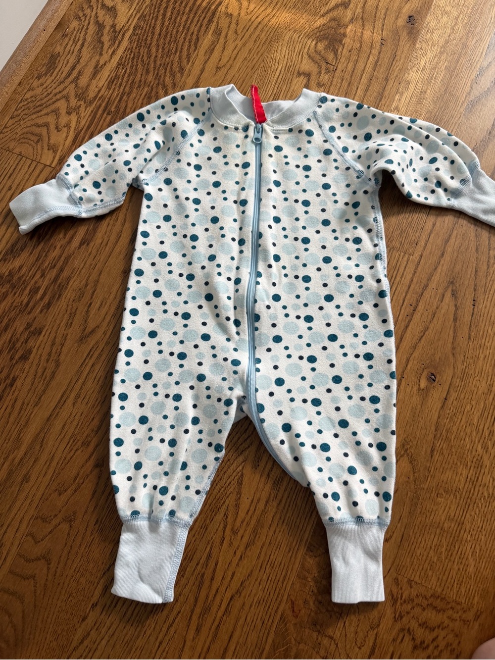 Vintage Hanna Andersson Baby Sleeper Blue Dot Print 60 3-6M